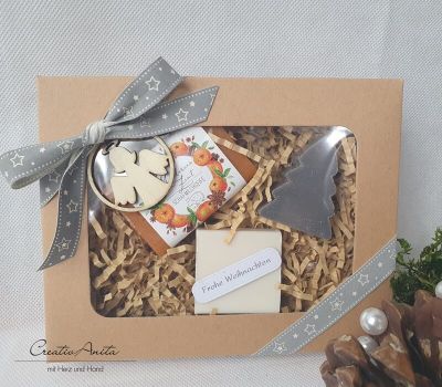 Geschenkbox -MANDARINE-ZIMT- mit weihnachtlichen Schafmilchseifen